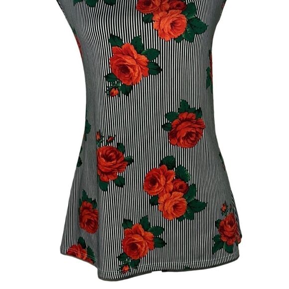 Ashley Stewart Floral & Stripe Pattern Sleeveless Blouse - Picture 3 of 9